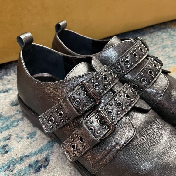 Bleeker & Bond Leigh Black Monk Strap Loafers 7.5 - Picture 3 of 9